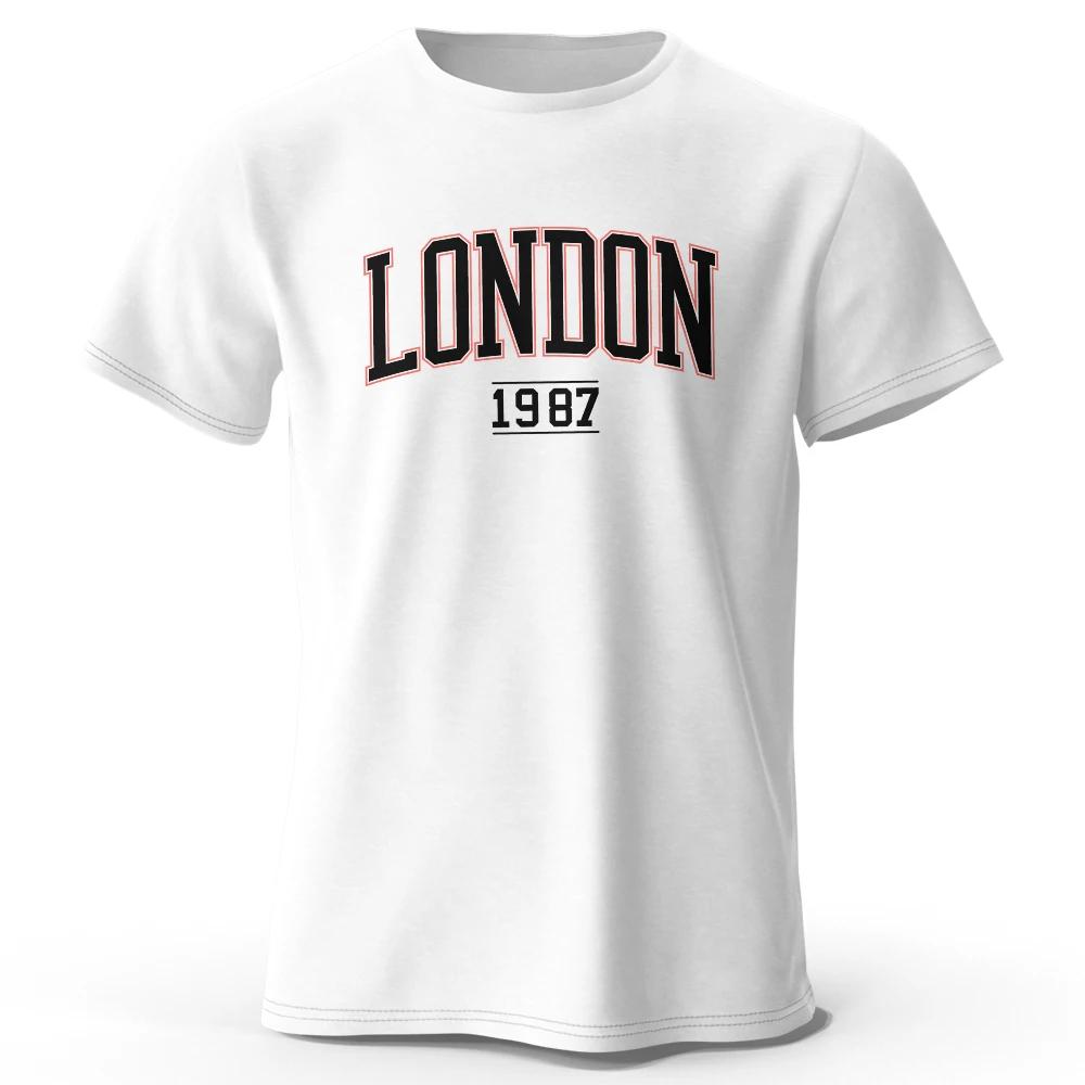 Mens London 1987 Vintage Tshirt Sport 100 Cotton Print Oversized Tees for Men Women Sportswear Tops