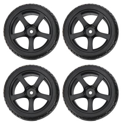 4Pcs Remote Control Rubber Tires with Plastic Rims Wheel 5 Spoke Tyres for 1 10 RC Car