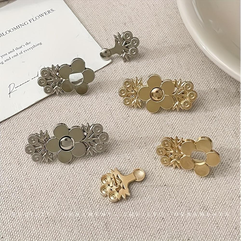 [Adjustable Waist Buckle] 4pcs Adjustable Waist Buckle | Petal Patterned Pants Adjuster for Fashionable Lazy Waist Belts, Waist Adjustment Clip
