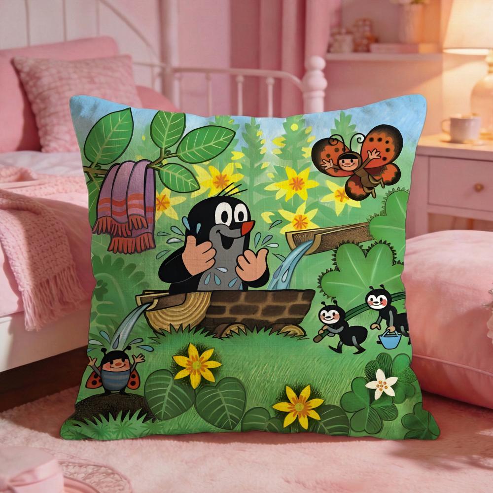 TThe Little MoleS Anime Cushion Cover Premium Comfort Reversible Pillow Cove Two In One Design For Any Room Car Interior