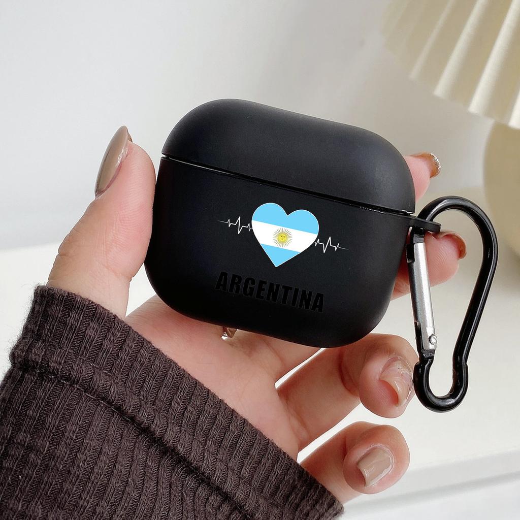 Argentinien Fahne Fußball 10 Mit Haken Für Airpod Pro 3 Pro2 Schwarze Schutzhülle Weiche Hülle für Apple Airpods 2 1 Kopfhörerhüllen