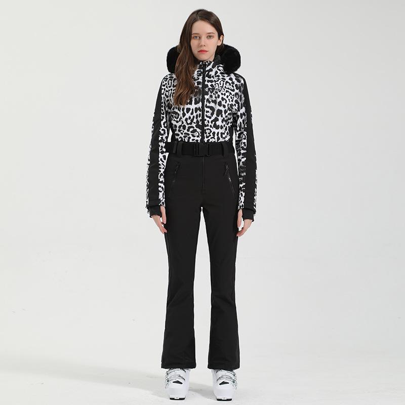 Women's Slim-Fit Windproof Double-Board Ski Suit: Thickened, Warm, Waterproof, and One-Piece Design for Outdoor Sports.