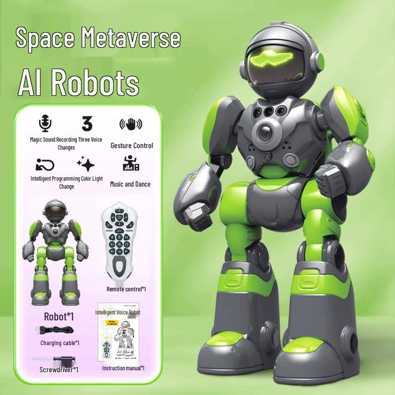 

AI Voice Robot with Gesture Control, Voice Changer, Music, Dance, and Early Education Features.