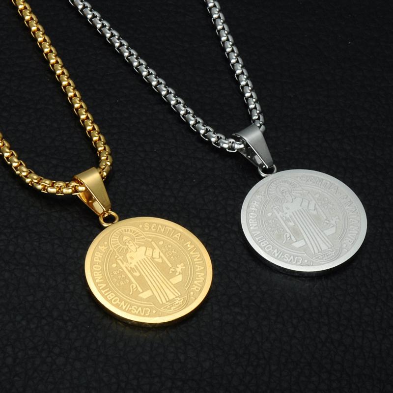 Silver Gold Jesus Pendant Necklace 