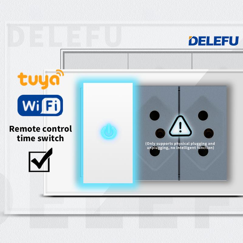 DELEFU Glass SC70 Panel 145mm Gold Israeli Standard USB C-type Fast Charging Wall Socket Switch TV Phone CAT5 CAT6