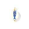 5pcs Ceramic Charms Oval Beads Dark Blue Double Sided Hand-Painted Fish Flower Conch Brass Pendants For DIY Necklace Making