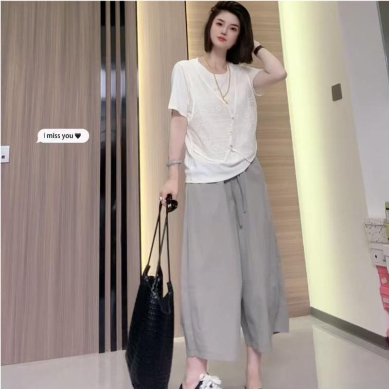Summer new fake two pieces design sense thin versatile women's shirt shirt fake two tops