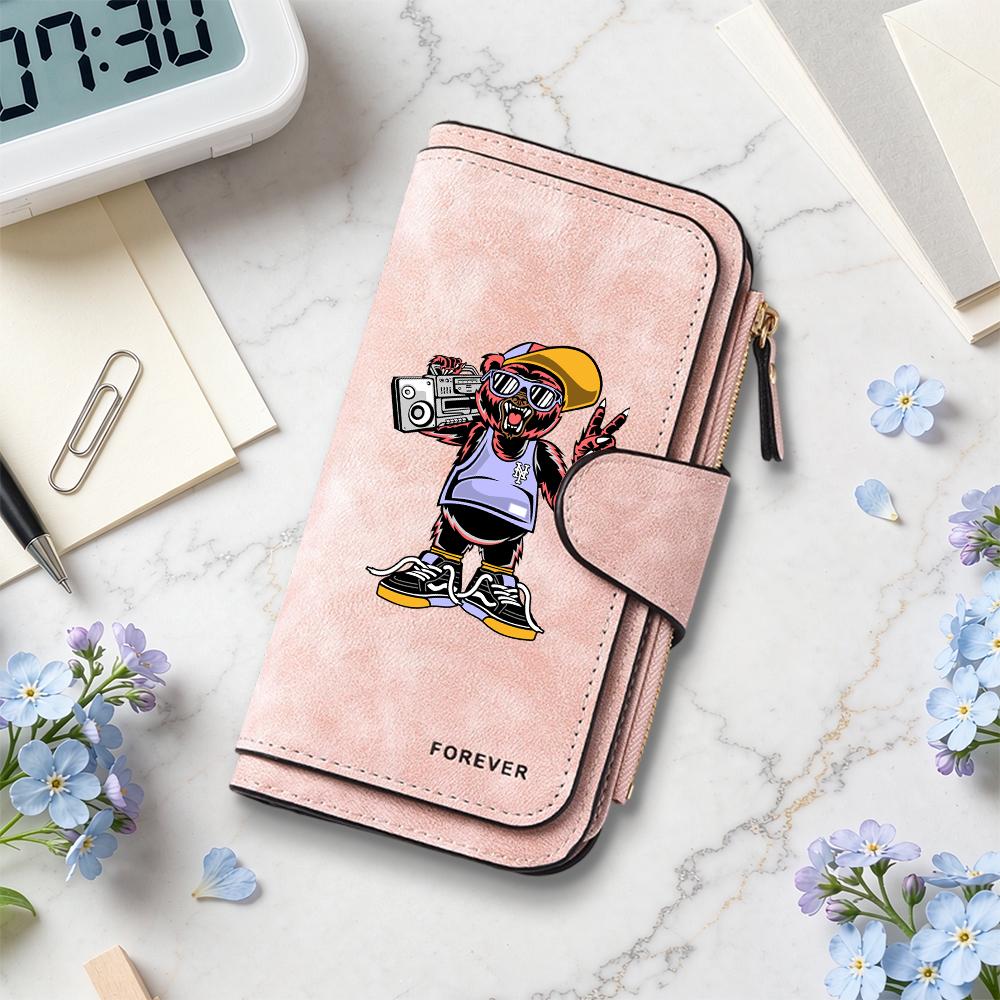 Trendy Bear Print Long Wallet Casual Multi Slot Card Holder Daily Carry Fashion Purse