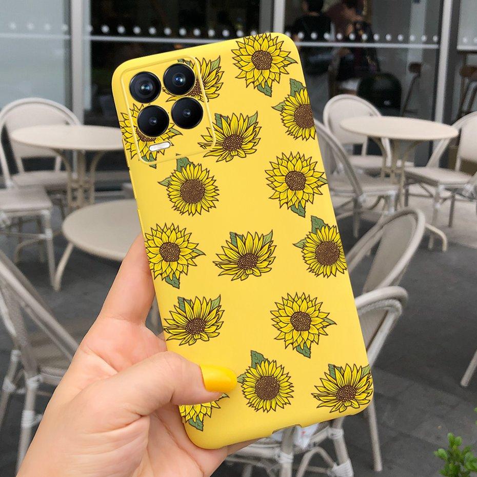 For Realme 8 Case Lavender Sunflower Silicone Back Cover For Realme 8 Pro 8i Realme8 4G RMX3085 Soft TPU Phone Case Luxury Coque