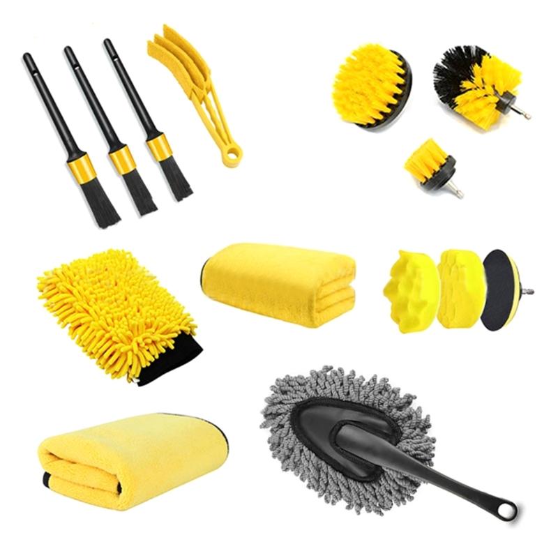 Car Cleanings Set Car Set for Interior and Exteriors Car Washing Set with Brushes Polishing Sponges Cleanings