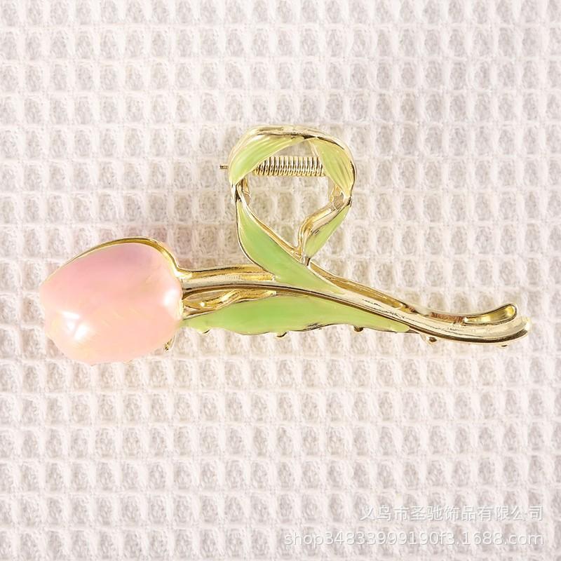 Stilig Fresh Temperament Oil Drop Floral Metal Shark Hair Clip