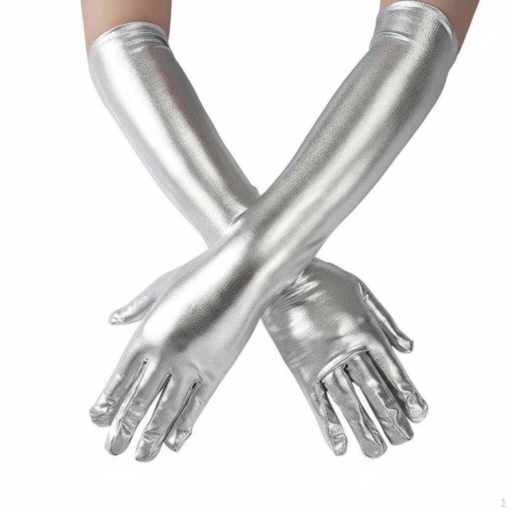 Sexy Patent Leather Gloves, Long Shiny Party Cosplay Accessory for Women