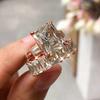 Luxury Trendy Square Cubic Zirconia Promise Rings for Women 2Pcs Set Silver Color/Gold Color Wedding Rings Hot Jewelry