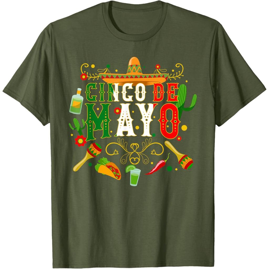 Cinco De Mayo Sombrero Cactus Graphic Tee Breathable Casual Cotton TShirt for Men and Women