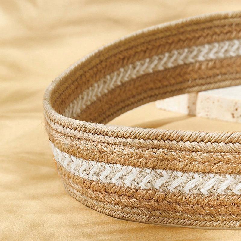 Boho Style Braided Bamboo Buckle Square Buckle Spring and Summer New Women's Belt Hemp Rope Vacation Style Women's Belt