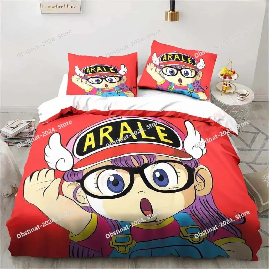3D Carton DR S-Slump Arale Beding Set Shet King Twin Double Child Beding Set Mircofiber or Polyester Soft with Soft Fabric Duvet Cover Sets