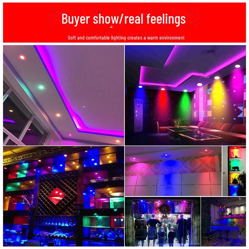 Color-Changing LED Downlight: Red, Blue, Green, Purple Lights, 3W/5W, Ideal for KTV Ceilings