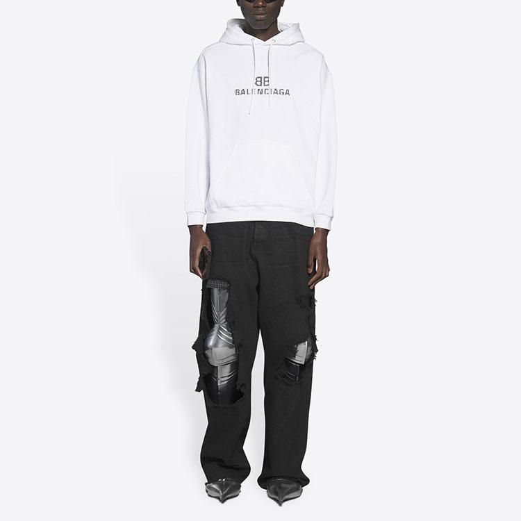 Balenciaga BB Pixel Medium Fit Hoodie 'White' Men's 600583TKVI89040