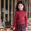 Girls Semi Turtleneck Fleece Lined Knit Sweater Ruffle Trim Thick Warm Pullover Top