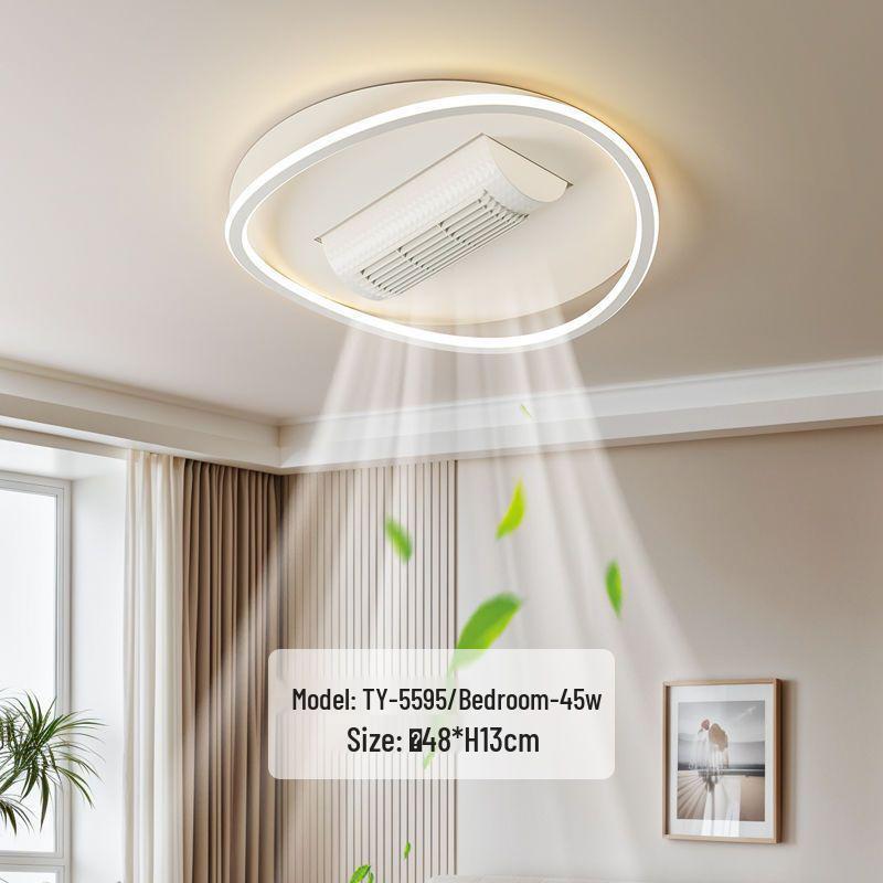 Modern Smart Bladeless Ceiling Fan Light with Voice Control - Three-Color Options for Living Room/Bedroom, 110V