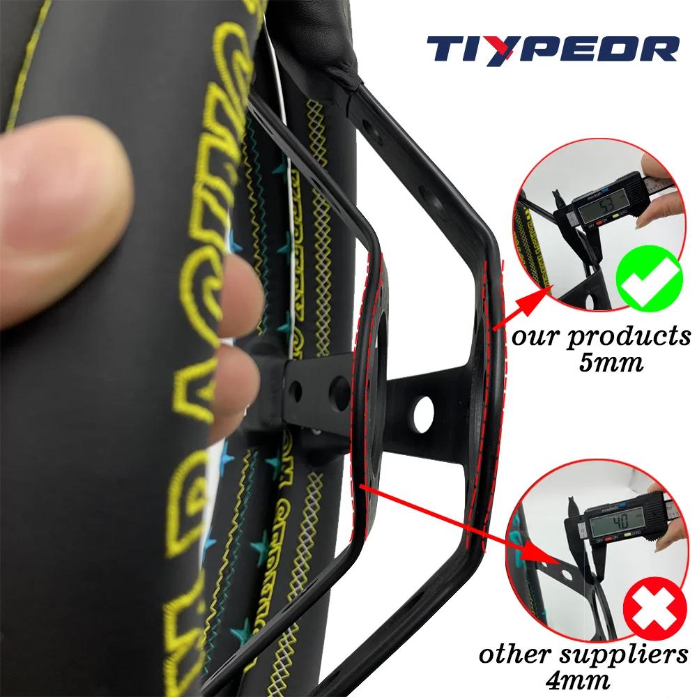 TIYPEOR 350mm Suede Steering Wheel Black Deep 90mm Steering Wheel