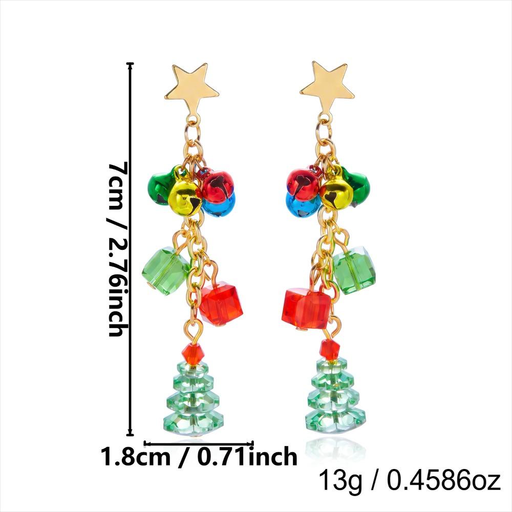 Bell Christmas Earrings Rhinestone Christmas Jewelry Sweet Xmas Drop Dangle Stud New Year