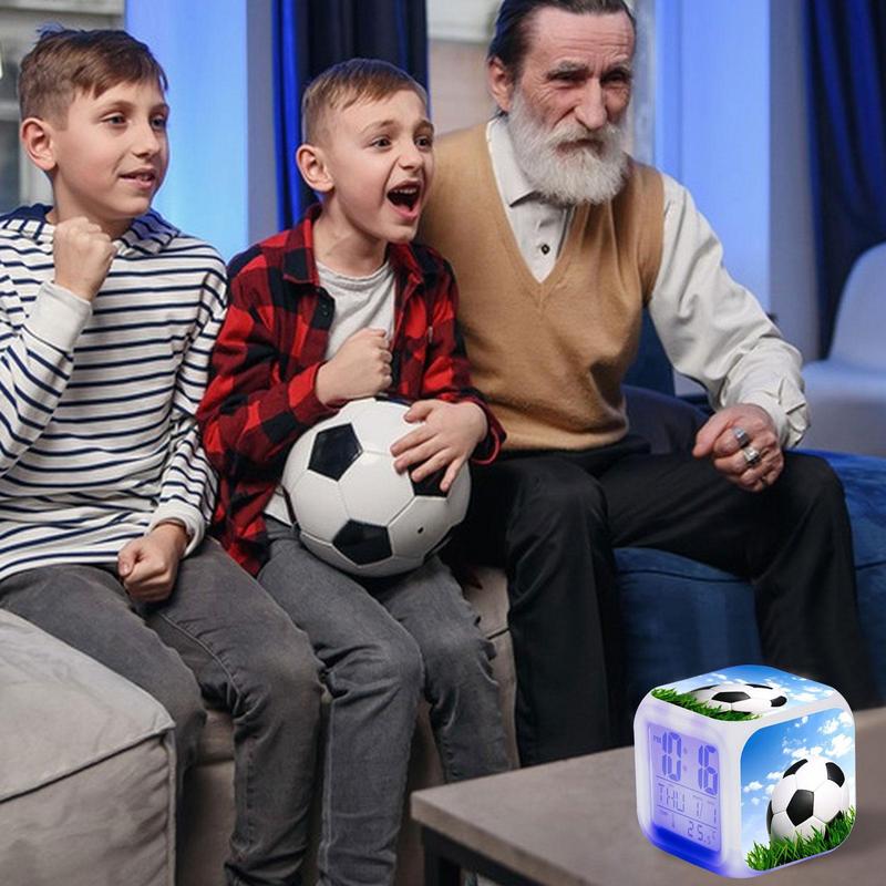 Football Alarm Clock Small Digital Clock with LED Lights Desk Clock Small Digital Clock Electronic Clock Home Decoration for Kid