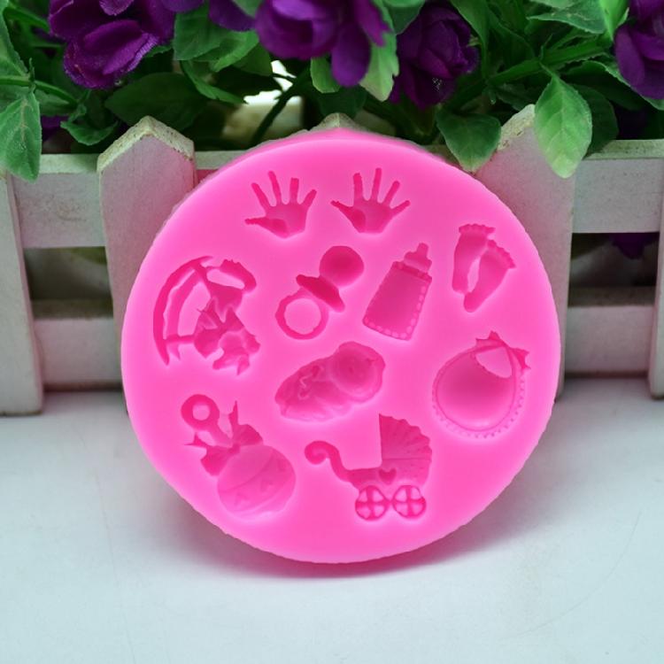 Tema Chá de Bebê Mini Bolo Molde de Fondant Conjunto de Moldes de Silicone para Doces Bolo de Doce