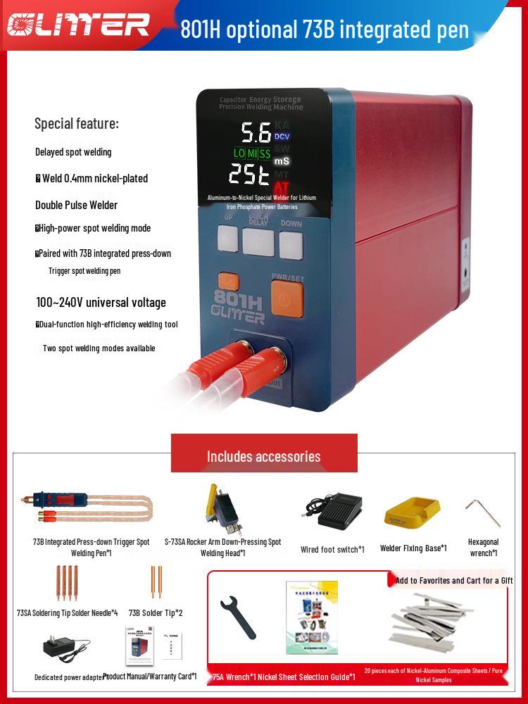 GeLingDe 801H Spot Welder for Iron-Lithium Power Battery, Aluminum-Nickel Pulse Resistance Battery Welder.