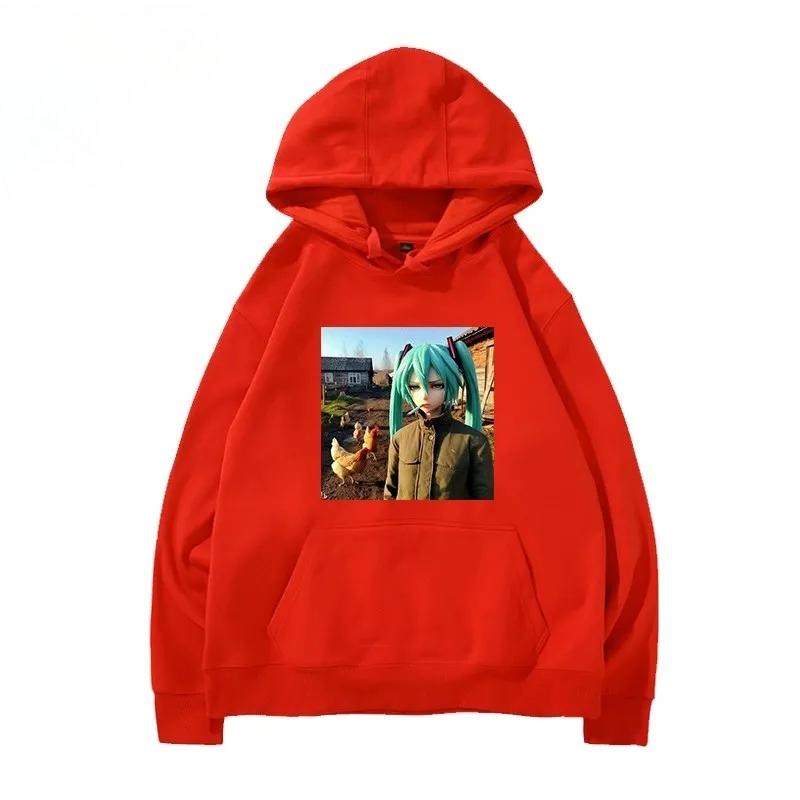 New Design 2025 MINISO - Hatsune Miku Men's Street Style Hoodie S-4XL Sweatshirt Harajuku