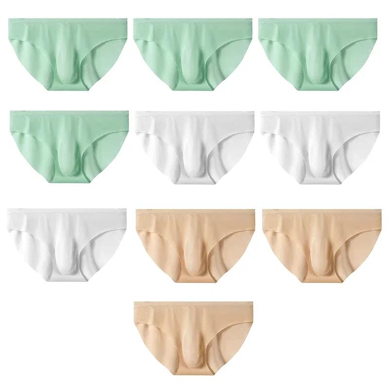 10 ks/lot Pánské spodní prádlo Ledové hedvábí Letní slipy Průhledné Sexy Trendy Prodyšné spodní prádlo Ultratenké Bezešvé kalhotky