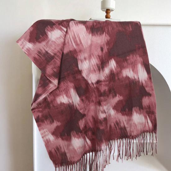 Women Scarf Graffiti Color Block Printed Scarf Autumn Winter Soft Shawl Scarf Outdoor Activities Versatile Accessory