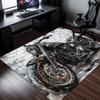800g/m² Black Motorcycle HD Printed Carpet, Kitchen Rugs, Yoga Mat, Non-Slip Bathroom Mats, Absorbent Washable Polyester Rug for Bathroom, L