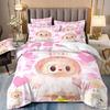 Cartoon Cute Labub 3D Printed Quilt Cover Three-Piece Set Student Dormitory Bedding Four-Piece Set