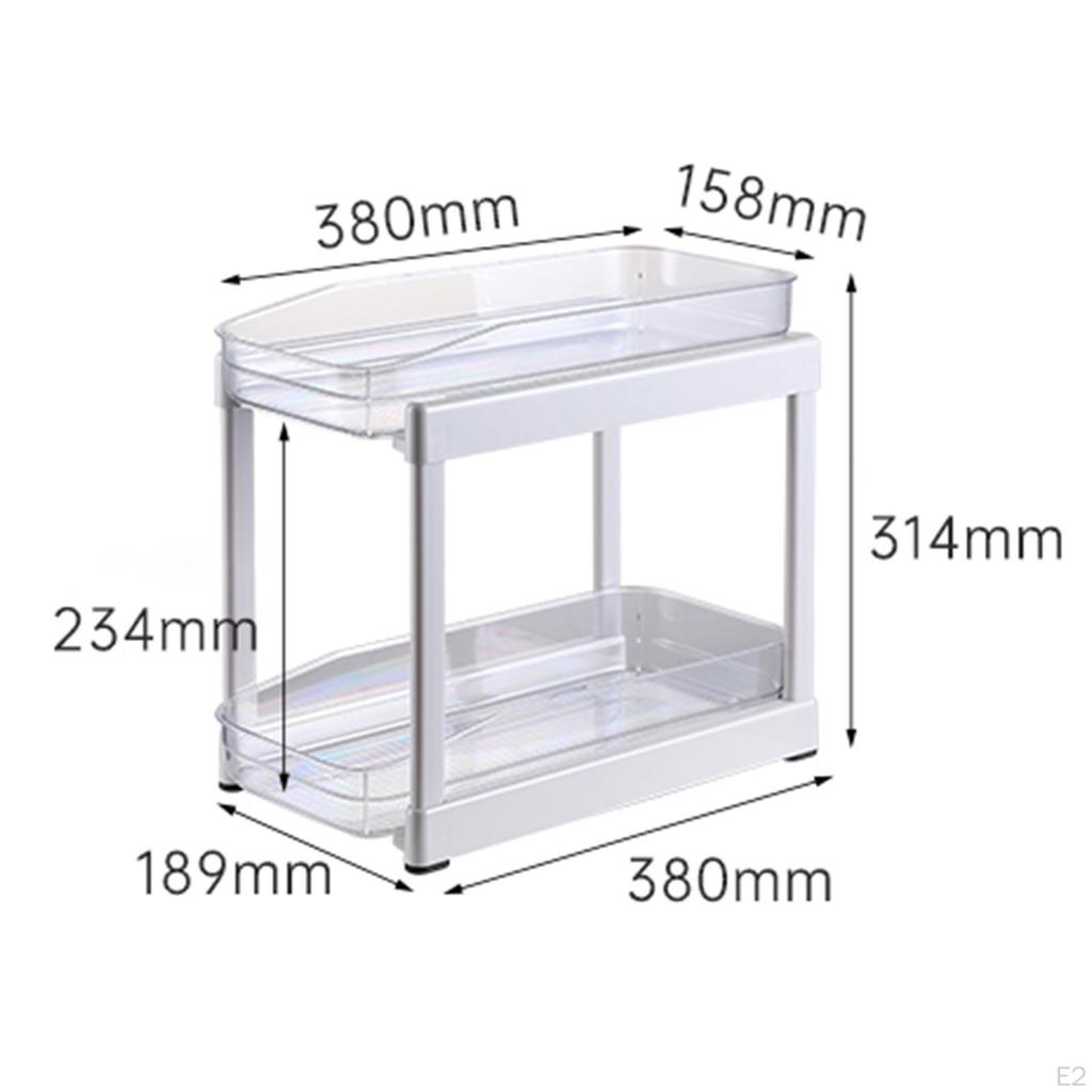 2 Tier Pull Out Drawer Storage Containers under Sink Organizer Stackable