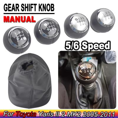 Gear Stick Shift Knob Gearbox Shift Knob Boot Cover PU Leather For TOYOTA YARIS II 2 MK2 2005 2006 2007 2008 2009 2010 2011