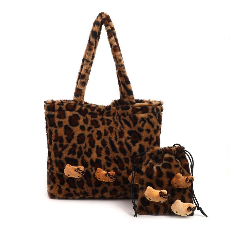 New Simple Wind Fluffy Woolen Large-capacity Shoulder Bag Fashionable and Casual Fluffy Messenger Tote Bag