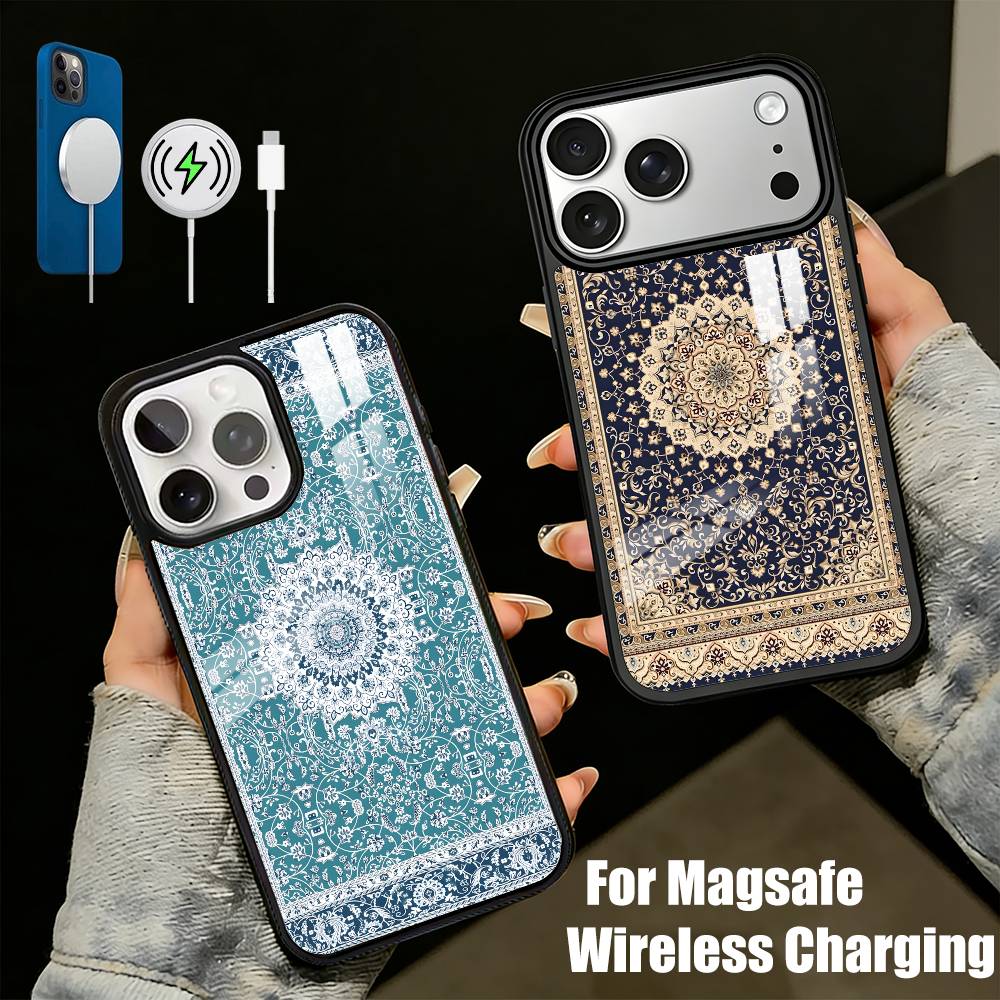 P-Persian Carpet Art Patterns Phone Case For iPhone17,16,15,14,13 Plus,Pro Max Magnetic For Magsafe Wireless Charging