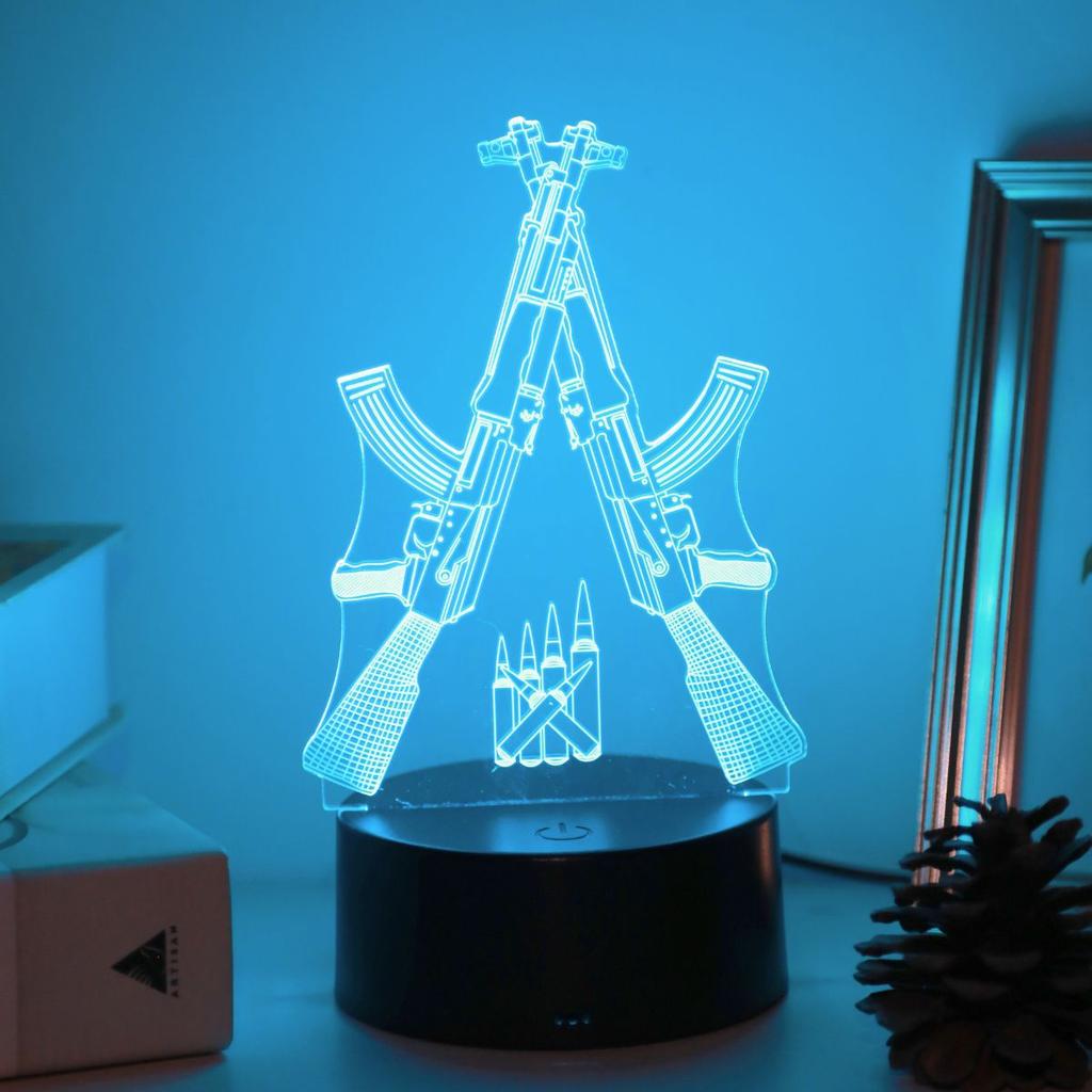 Creative dual gun touch color 3D night light, room decoration - birthday gift - graduation anniversary