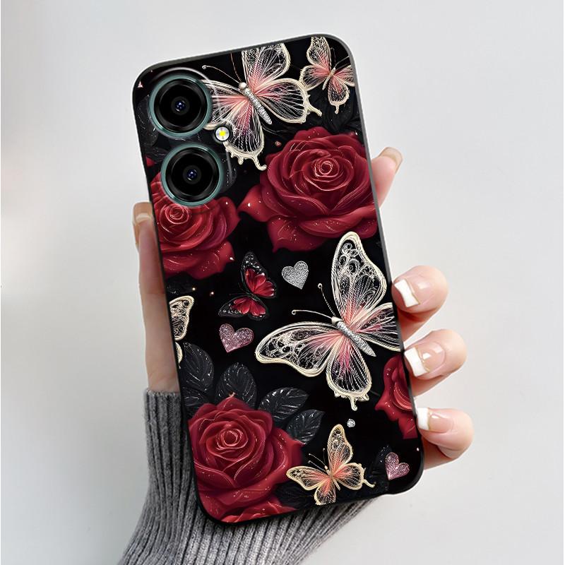 Luxury Fashion Butterfly Flowers Cases For BLU G64 Phone Case Shock Proof Black Soft Silicone Back Cover For BLU G64 G 64 Fundas