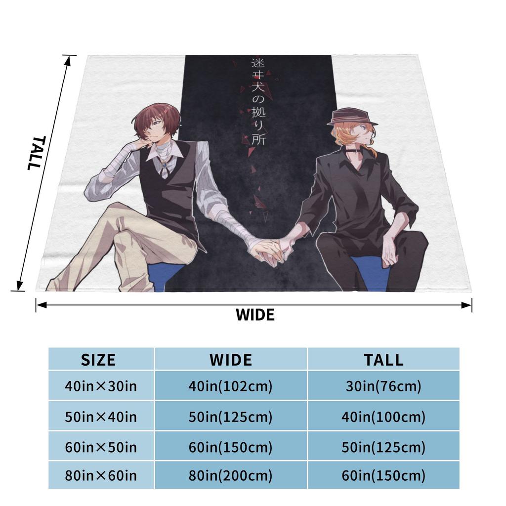 Chuuya Nakahara Osamu Dazai Blankets Flannel Autumn/Winter Anime Soft Throw Blankets for Bed Outdoor Bedspread