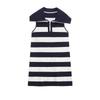 2026 New Women's European & American Style Striped Sleeveless Knit Lapel Dress