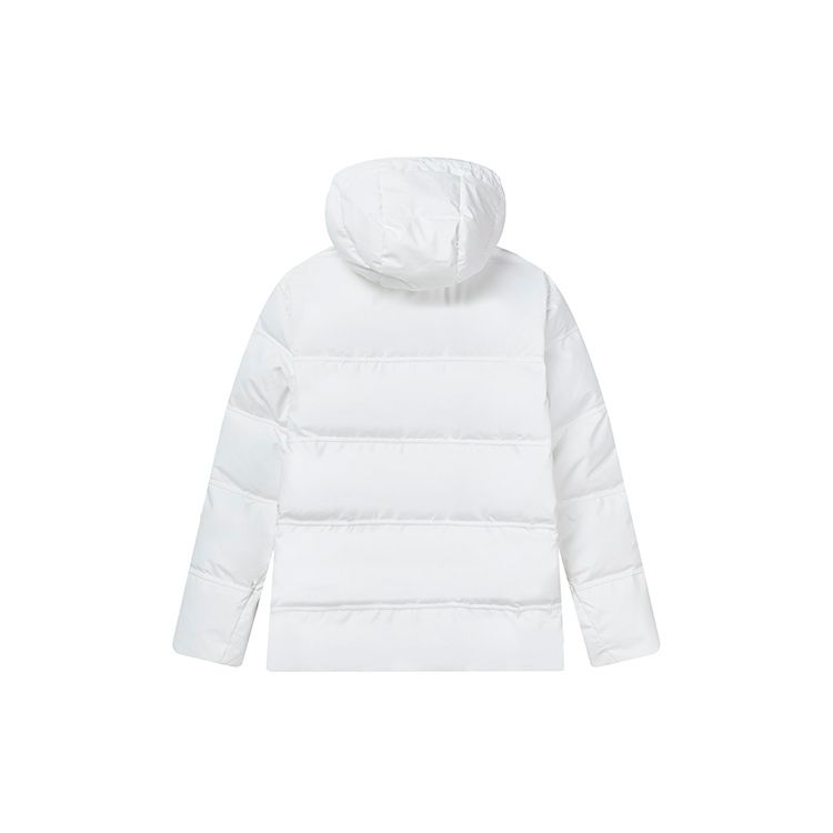 FILA Fleece Logo Solid Color Warm Sports Hooded Down Jacket Men Outerwear White F61M148908FWT