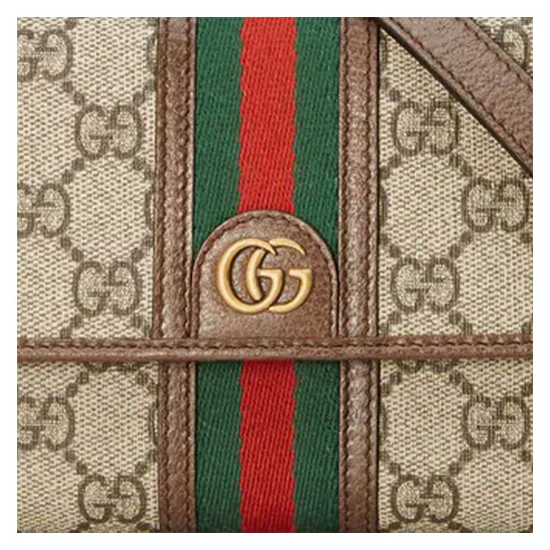 Gucci Ophidia distressed old flower Logo striped webbing, leather trim and canvas, one-shoulder crossbody bag, mini, unisex couple style, ebony color
