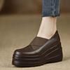 Platform Lazy Muffin Shoes Round Head One Pedal Single Shoes 2025 Spring and Autumn New Fashion Autumn British High-heeled Leather Shoes