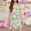 Vestidos para Niñas Manga Corta Estampado Floral Vestido de Dama de Honor para Adolescentes Vestido Casual para Niñas Vestidos Talla 10-12