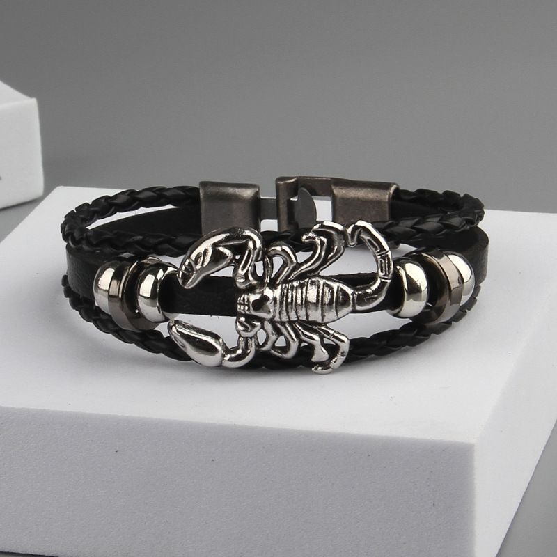 Scorpion Dark Retro Leather Bracelet Simple Scorpion Multi-layered Cowhide Punk Bracelet