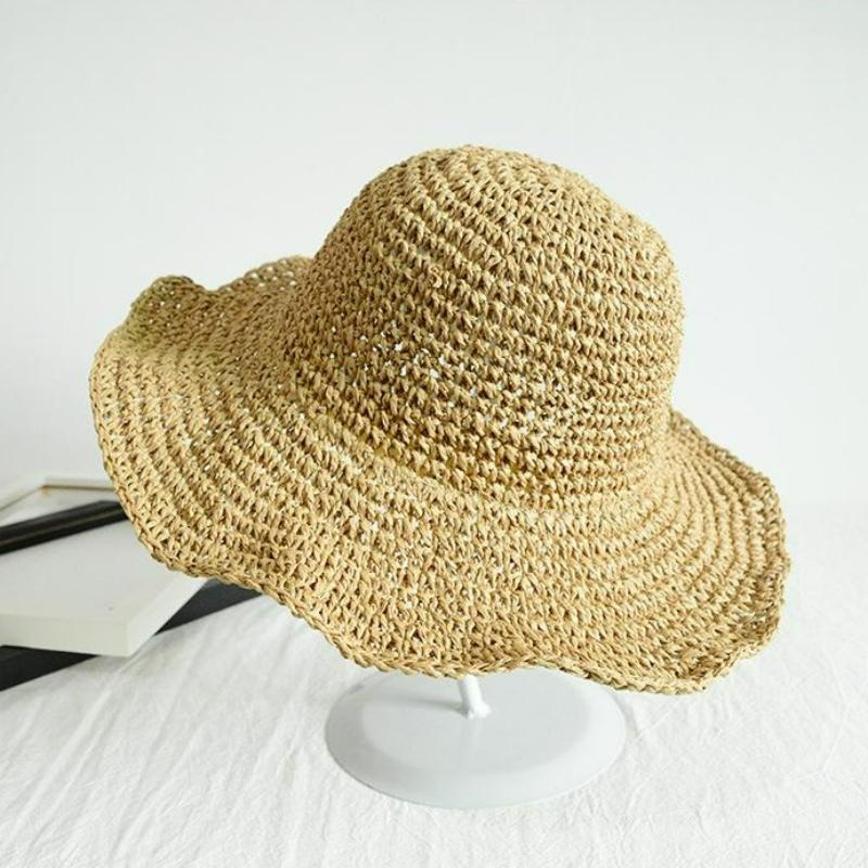 

Travel Beach Korean Straw Hat Summer Women Bucket Fisherman Hat Weaving Foldable Panama Girl Outdoor Sunscreen Hats Accessories хакі