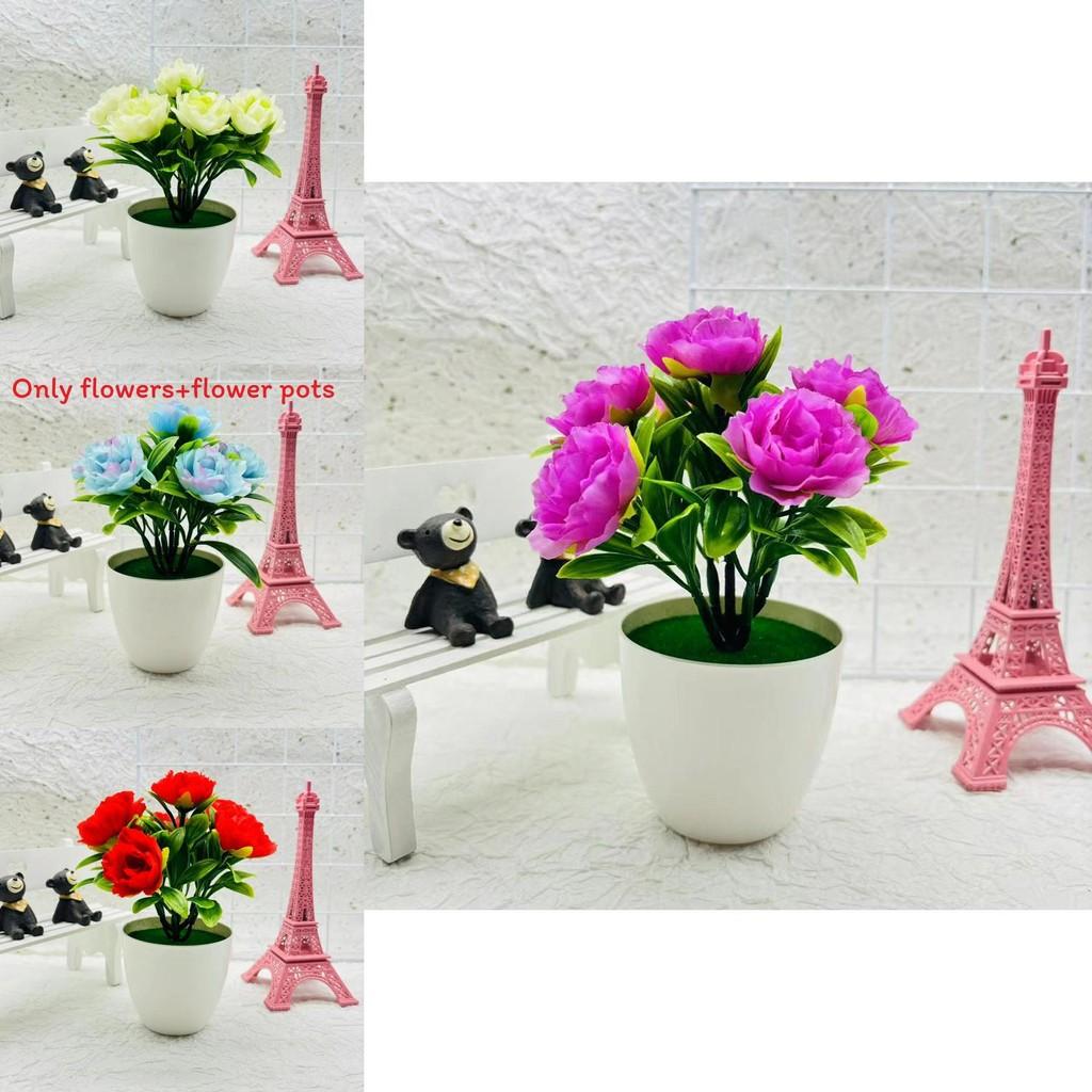 Peony Rose Artificial Flower Arrangement With Plastic And Silk For Indoor Decoration