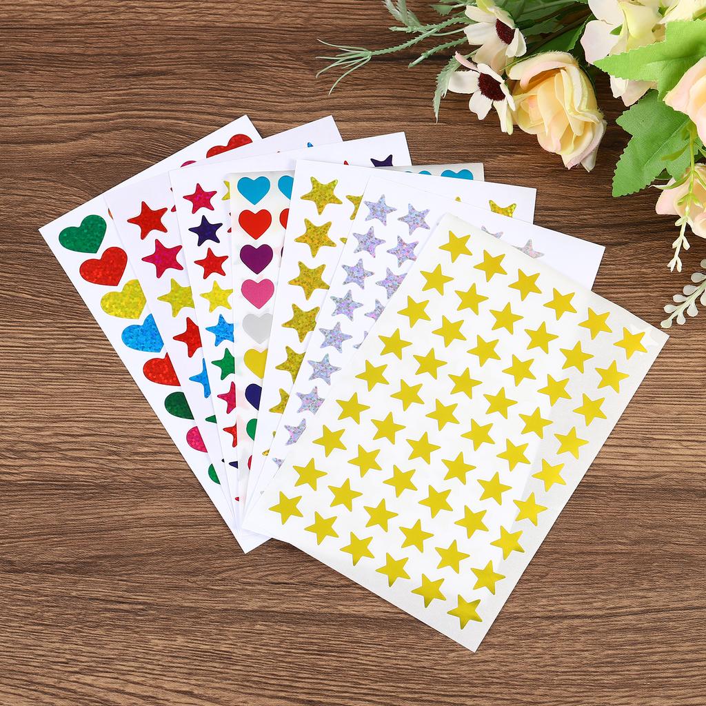 20/60Sheets Heart Reward Stickers Sparkling Self Adhesive Colorful Sticker Heart Love Sticker Labels for Office Classroom Party